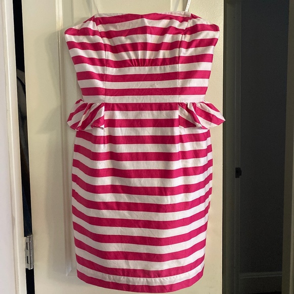 Lilly Pulitzer Maybell Stripe Strapless Pink/White Cocktail Dress Size 4 - Picture 5 of 9